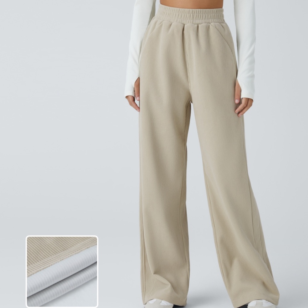 NWT High Waisted Side Pocket Straight Leg Mop Corduroy Casual Pants